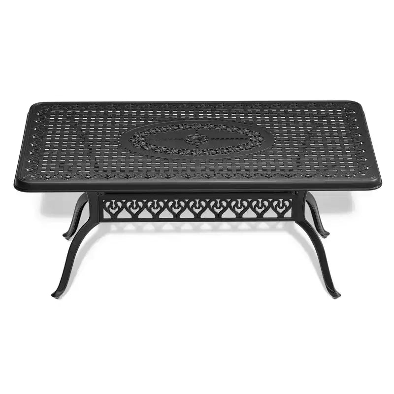 Set da pranzo da 5 pezzi rettangolare in alluminio fuso per patio, per esterni, giardino, terrazza, bordo piscina con cuscini