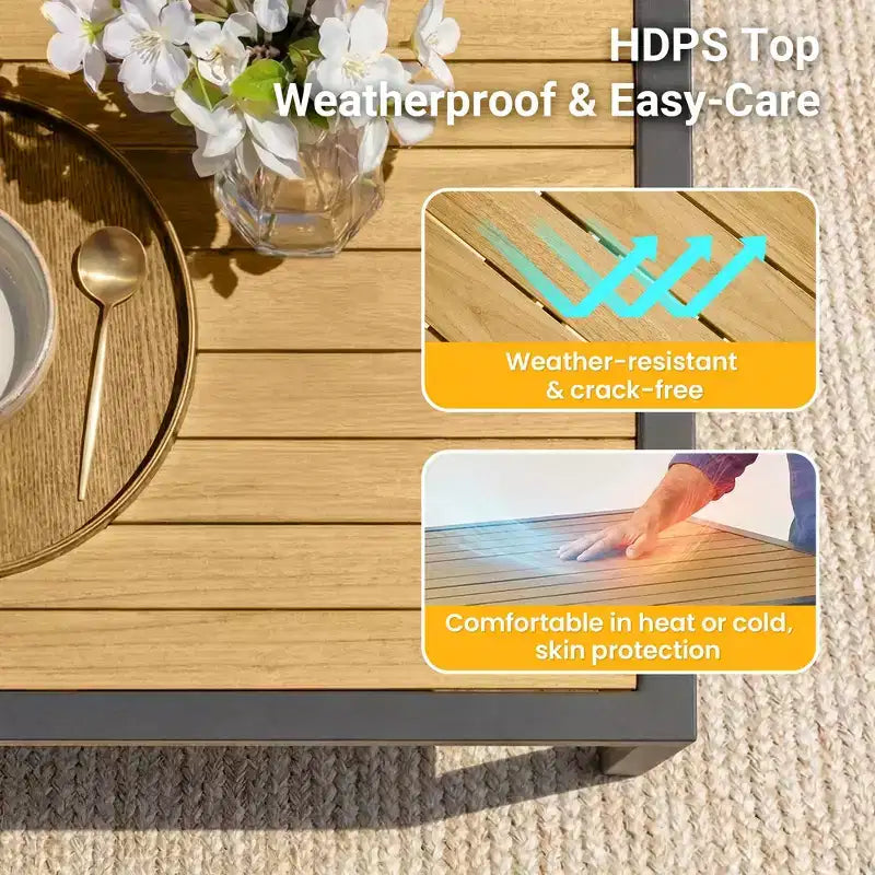 Set da pranzo da esterno Heynemo a 5 pezzi in alluminio, 4 sedie da esterno con tavolo da esterno quadrato per terrazza, giardino