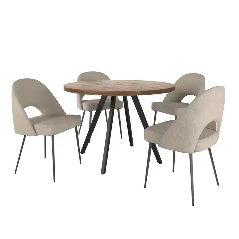 Tavolo da pranzo rotondo Jolana 45 e set di sedie da pranzo imbottite - iNSPIRE Q