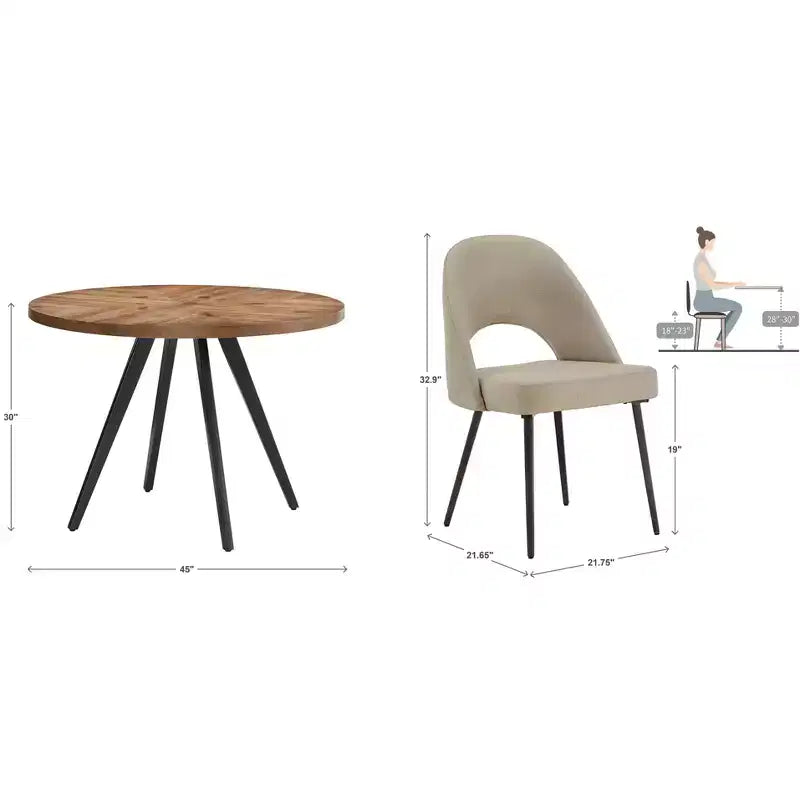 Tavolo da pranzo rotondo Jolana 45 e set di sedie da pranzo imbottite - iNSPIRE Q