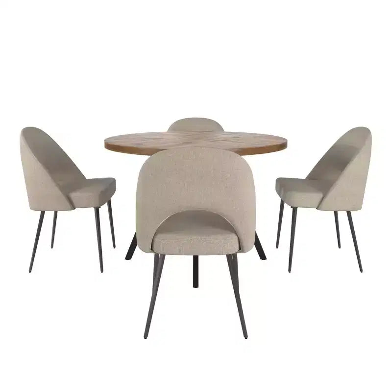 Tavolo da pranzo rotondo Jolana 45 e set di sedie da pranzo imbottite - iNSPIRE Q