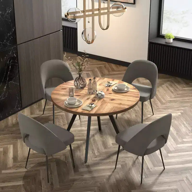 Tavolo da pranzo rotondo Jolana 45 e set di sedie da pranzo imbottite - iNSPIRE Q