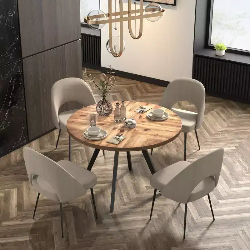Tavolo da pranzo rotondo Jolana 45 e set di sedie da pranzo imbottite - iNSPIRE Q