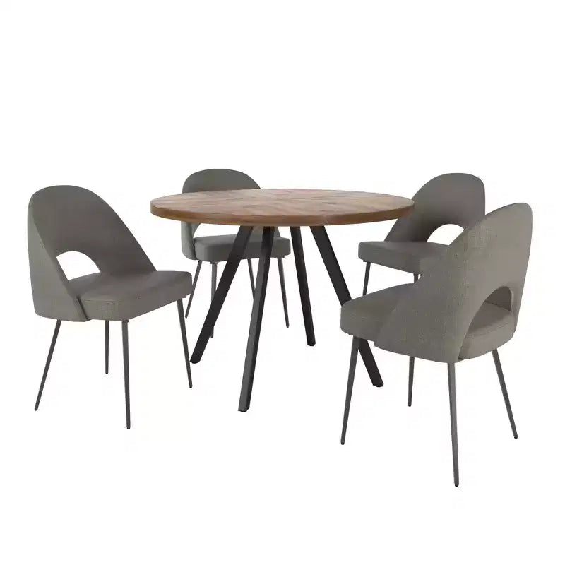 Tavolo da pranzo rotondo Jolana 45 e set di sedie da pranzo imbottite - iNSPIRE Q