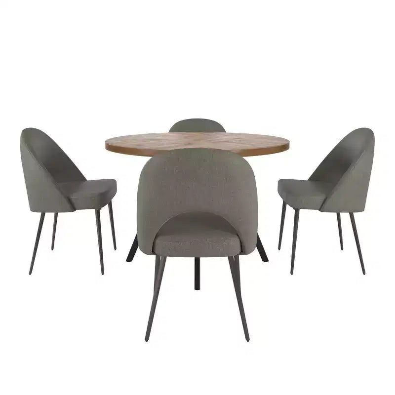 Tavolo da pranzo rotondo Jolana 45 e set di sedie da pranzo imbottite - iNSPIRE Q