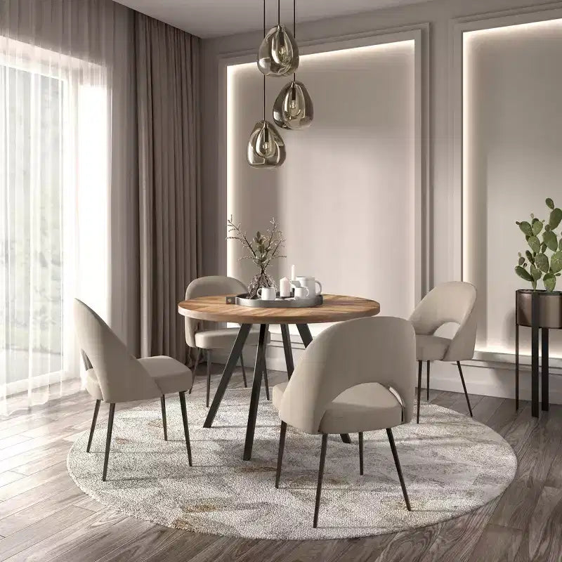 Tavolo da pranzo rotondo Jolana 45 e set di sedie da pranzo imbottite - iNSPIRE Q