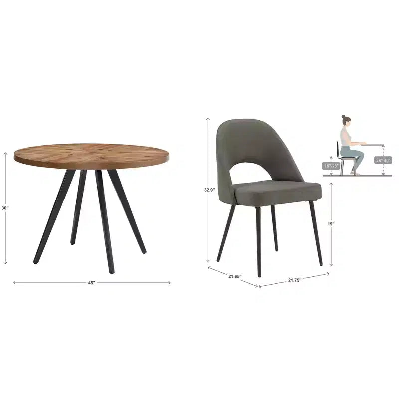 Tavolo da pranzo rotondo Jolana 45 e set di sedie da pranzo imbottite - iNSPIRE Q