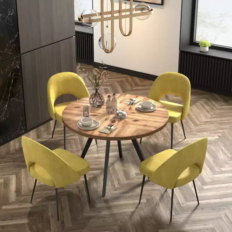 Tavolo da pranzo rotondo Jolana 45 e set di sedie da pranzo imbottite - iNSPIRE Q