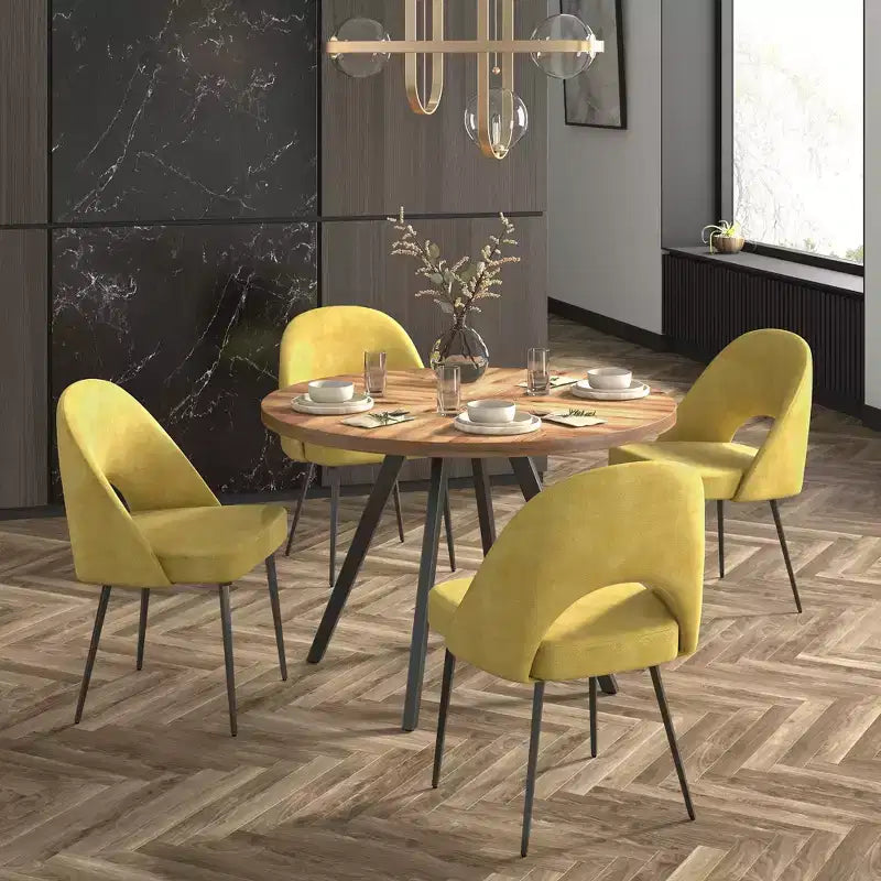 Tavolo da pranzo rotondo Jolana 45 e set di sedie da pranzo imbottite - iNSPIRE Q