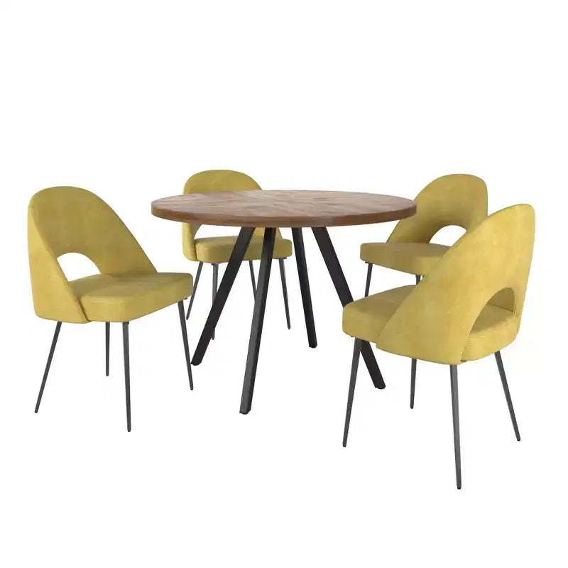 Tavolo da pranzo rotondo Jolana 45 e set di sedie da pranzo imbottite - iNSPIRE Q