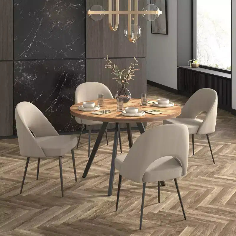 Tavolo da pranzo rotondo Jolana 45 e set di sedie da pranzo imbottite - iNSPIRE Q