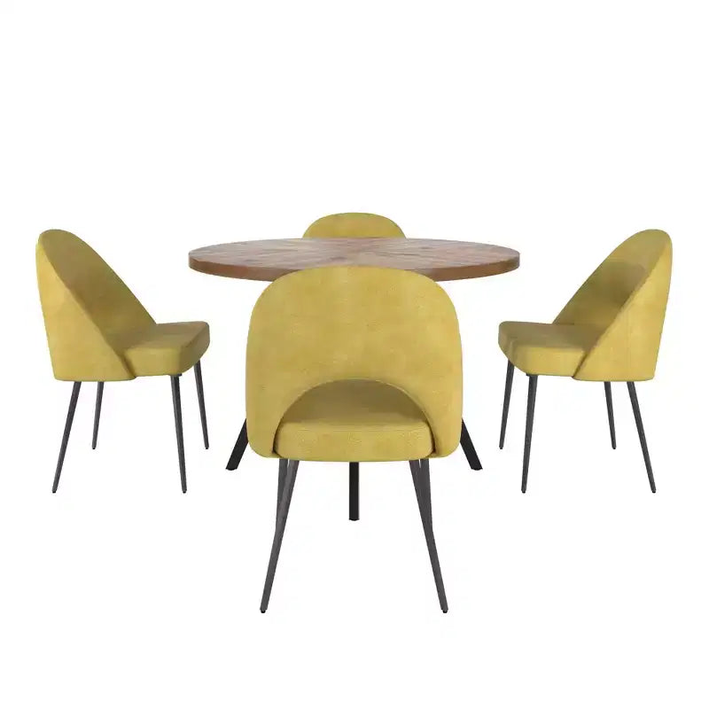 Tavolo da pranzo rotondo Jolana 45 e set di sedie da pranzo imbottite - iNSPIRE Q