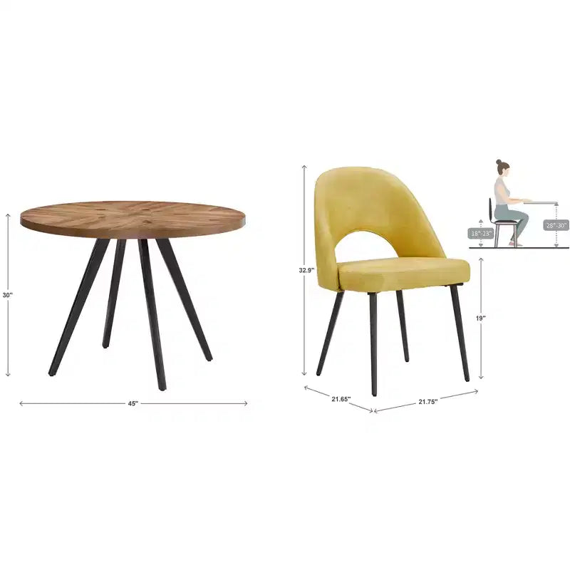 Tavolo da pranzo rotondo Jolana 45 e set di sedie da pranzo imbottite - iNSPIRE Q