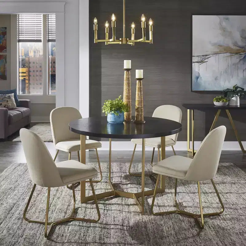 Karianne 4-Person Gold Metal Base Dining Set - iNSPIRE Q