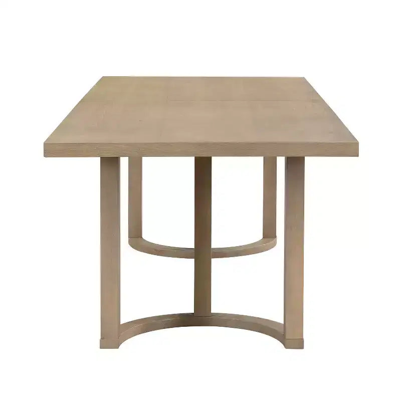 Set da pranzo moderno Christopher Knight Home Harish in 7 pezzi, con tavolo rettangolare e sedie imbottite in lino e legno di gomma