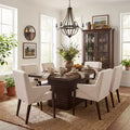Christopher Knight Home Selena 7 Piece Mid-Century Modern Upholstered Dining Chairs with Rectangle Table