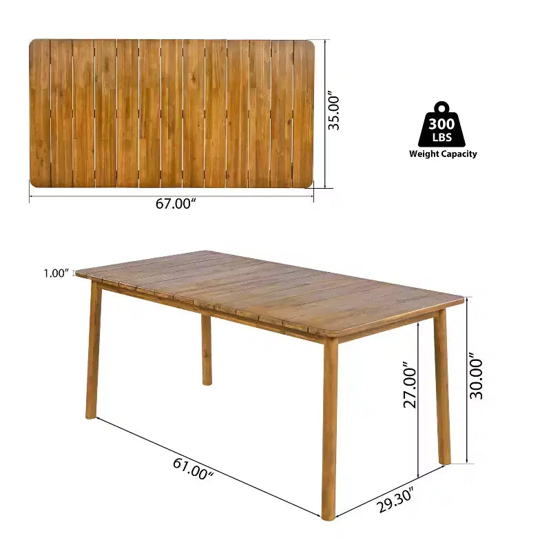 Christopher Knight Home Kesden, set da pranzo rustico per esterni in 7 pezzi, in legno di acacia, con sedie con schienale curvo