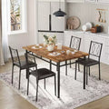 Farmhouse Dining Table Set for 4 with 4 Upholstered Chairs,Sturdy Wood KitchenTable, Space-Saving Apartment Dining Furniture