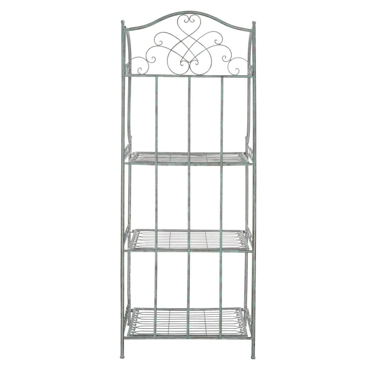 SAFAVIEH Bryn Scaffale da panettiere da esterno a 4 ripiani in ferro battuto vittoriano - 25 pollici L x 15 pollici P x 63 pollici H - 25 L x 15 P x 63 H