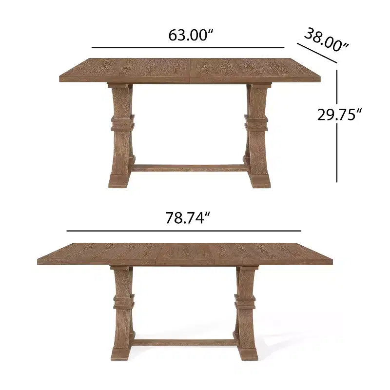 Set da pranzo Christopher Knight Home Charles da 7 pezzi, tavolo allungabile in legno rustico con sedie imbottite, colore naturale/beige