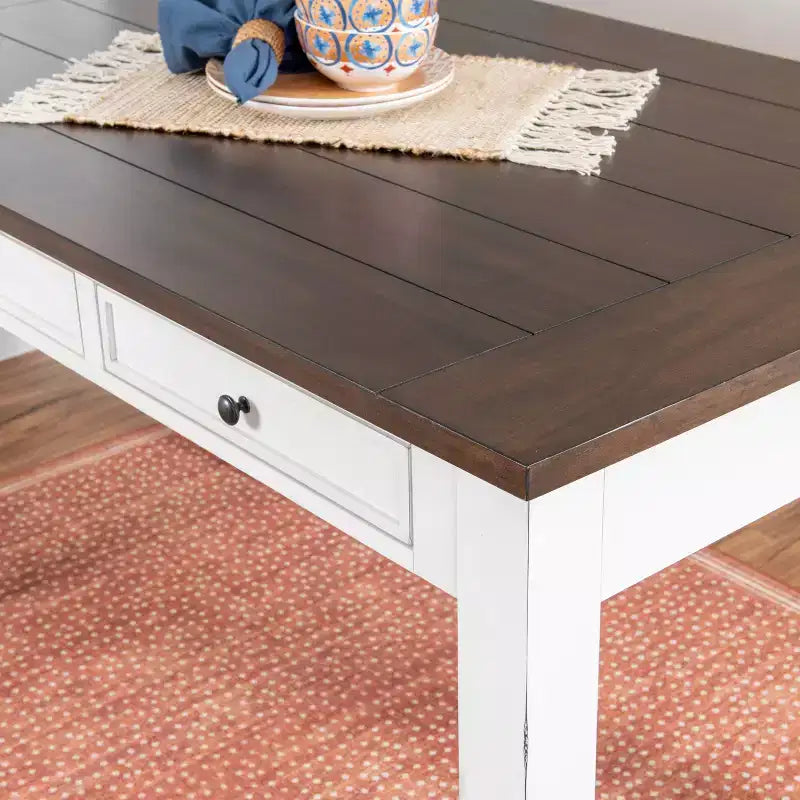 Powell set da pranzo rettangolare a 6 pezzi Bruner altezza bancone Bianco