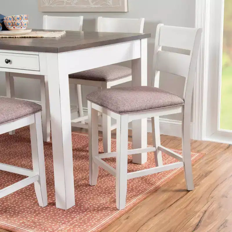 Powell set da pranzo rettangolare a 6 pezzi Bruner altezza bancone Bianco