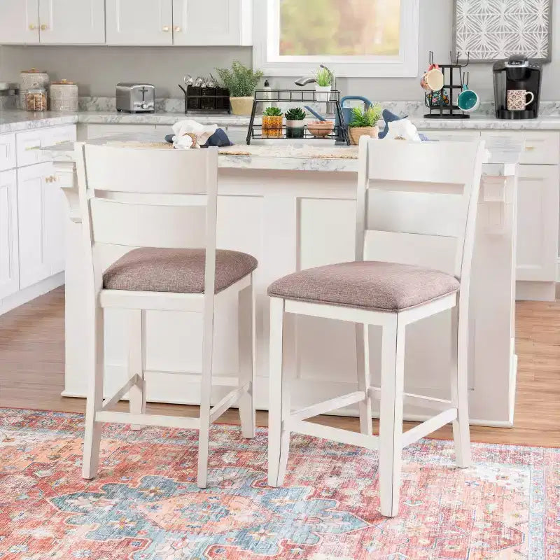 Powell set da pranzo rettangolare a 6 pezzi Bruner altezza bancone Bianco
