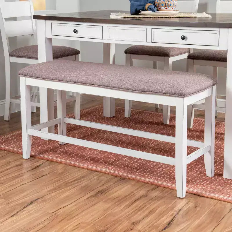Powell set da pranzo rettangolare a 6 pezzi Bruner altezza bancone Bianco