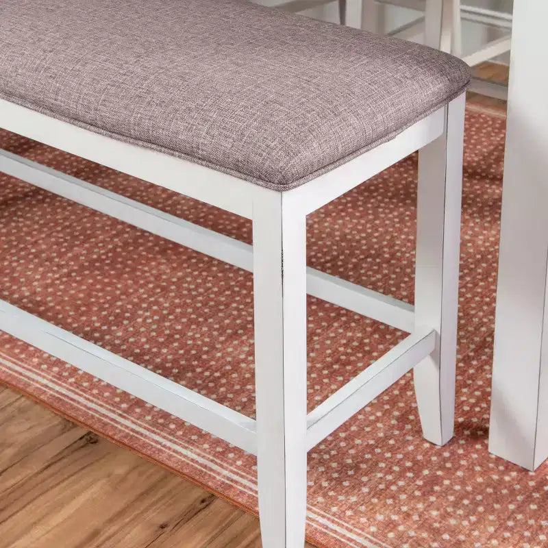 Powell set da pranzo rettangolare a 6 pezzi Bruner altezza bancone Bianco