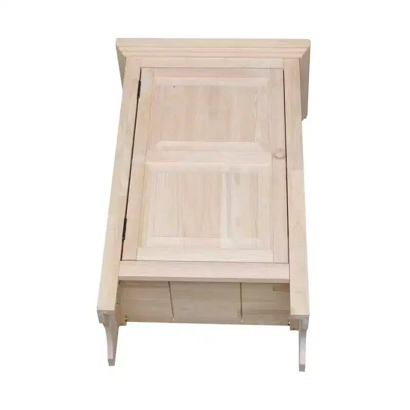 Mobiletto sottile da 90 cm non rifinito - : Legno massello, 2 ripiani, Legno di gomma
