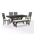 Hayden 6pc Extendable Dining Set with Bench and 4 Slat Back Chairs Slate - Crosley