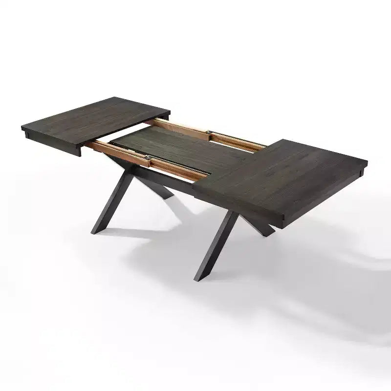 Set da pranzo allungabile 6 pezzi Hayden con panca e 4 sedie con schienale a doghe Ardesia - Crosley