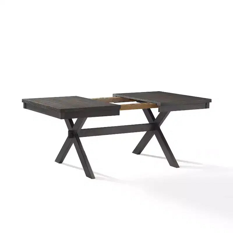 Set da pranzo allungabile 6 pezzi Hayden con panca e 4 sedie con schienale a doghe Ardesia - Crosley