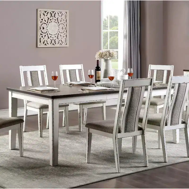 Set da pranzo Redmond espandibile 5 pezzi bianco invecchiato/noce scuro/grigio caldo - HOMES: Inside + Out