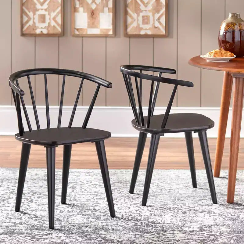 Buylateral Set da pranzo rotondo Florence Farmhouse da 42" a 3 pezzi con sedie in legno massello nero
