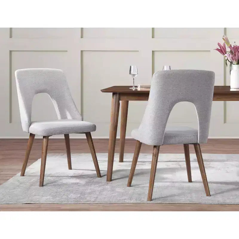 Set da pranzo rettangolare Lifestorey 5 pezzi Clover, design moderno metà secolo, noce/grigio