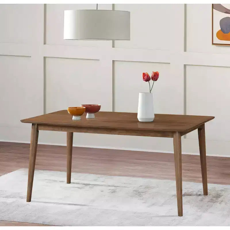Set da pranzo rettangolare Lifestorey 5 pezzi Clover, design moderno metà secolo, noce/grigio