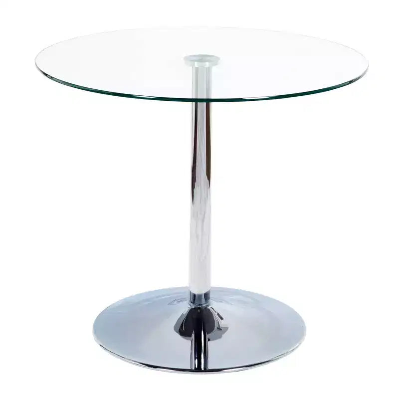 Buylateral Set da pranzo Nora con tavolo rotondo a piedistallo moderno 3 pezzi e sedie in ecopelle Grigio/Bianco