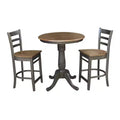 30" Austin Round Pedestal Counter Height Dining Set with 2 Emily Stools Hickory Brown - International Concepts