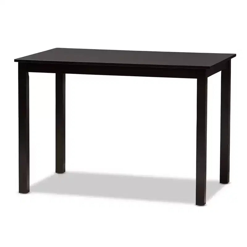 Set da pranzo moderno e contemporaneo Ruth in tessuto imbottito e rifinito, 5 pezzi, marrone scuro/beige - Baxton Studio: tavolo rettangolare, sedie in poliestere