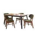 Lifestorey 5pc Rory Mid Century Modern Rectangular Dining Set Walnut/Black/Green: 4 Upholstered Chairs