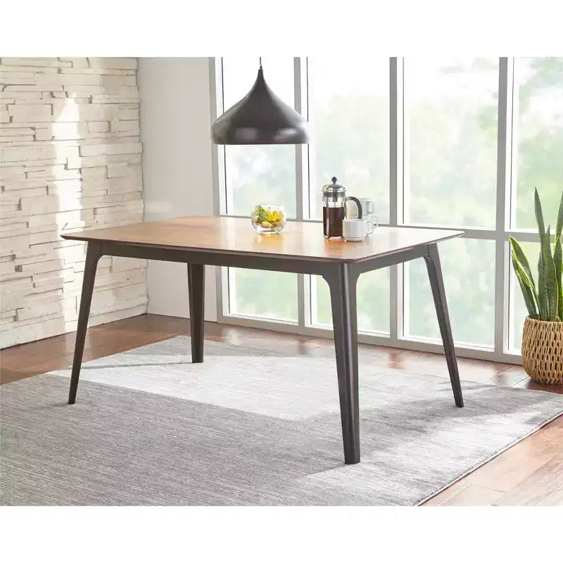 Lifestorey Set da Pranzo Rettangolare Moderno di Metà Secolo Rory 5 pezzi Noce/Nero/Verde: 4 sedie imbottite