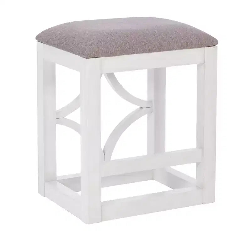 Powell Adams Set da Pranzo Consolle Pieghevole in Legno Massello con 3 Sgabelli Imbottiti con Seduta Beige Bianco: Tavolo Rettangolare, Nido, Non Allungabile