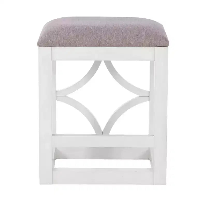 Powell Adams Set da Pranzo Consolle Pieghevole in Legno Massello con 3 Sgabelli Imbottiti con Seduta Beige Bianco: Tavolo Rettangolare, Nido, Non Allungabile