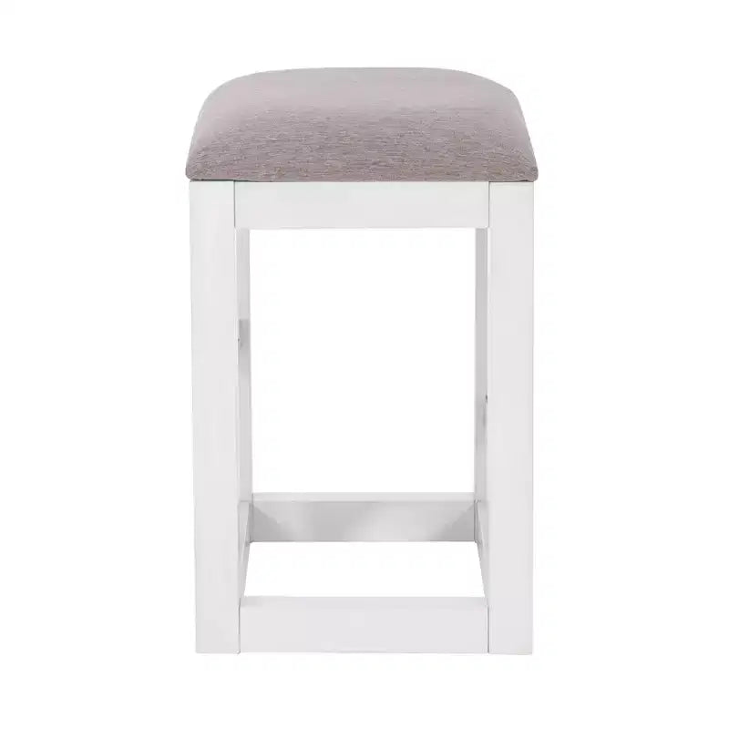 Powell Adams Set da Pranzo Consolle Pieghevole in Legno Massello con 3 Sgabelli Imbottiti con Seduta Beige Bianco: Tavolo Rettangolare, Nido, Non Allungabile