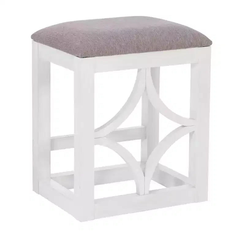 Powell Adams Set da Pranzo Consolle Pieghevole in Legno Massello con 3 Sgabelli Imbottiti con Seduta Beige Bianco: Tavolo Rettangolare, Nido, Non Allungabile