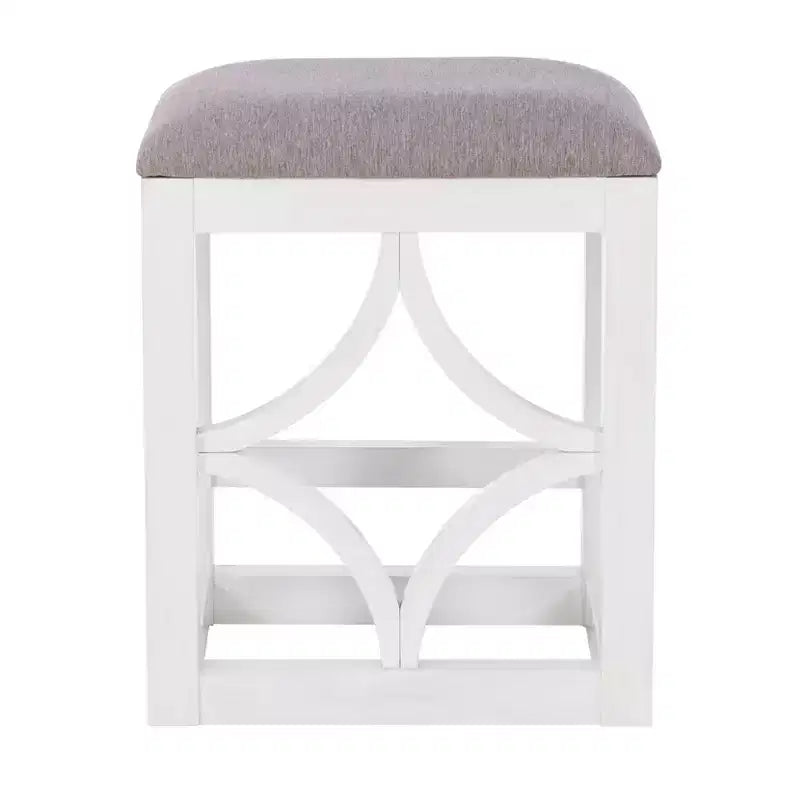 Powell Adams Set da Pranzo Consolle Pieghevole in Legno Massello con 3 Sgabelli Imbottiti con Seduta Beige Bianco: Tavolo Rettangolare, Nido, Non Allungabile