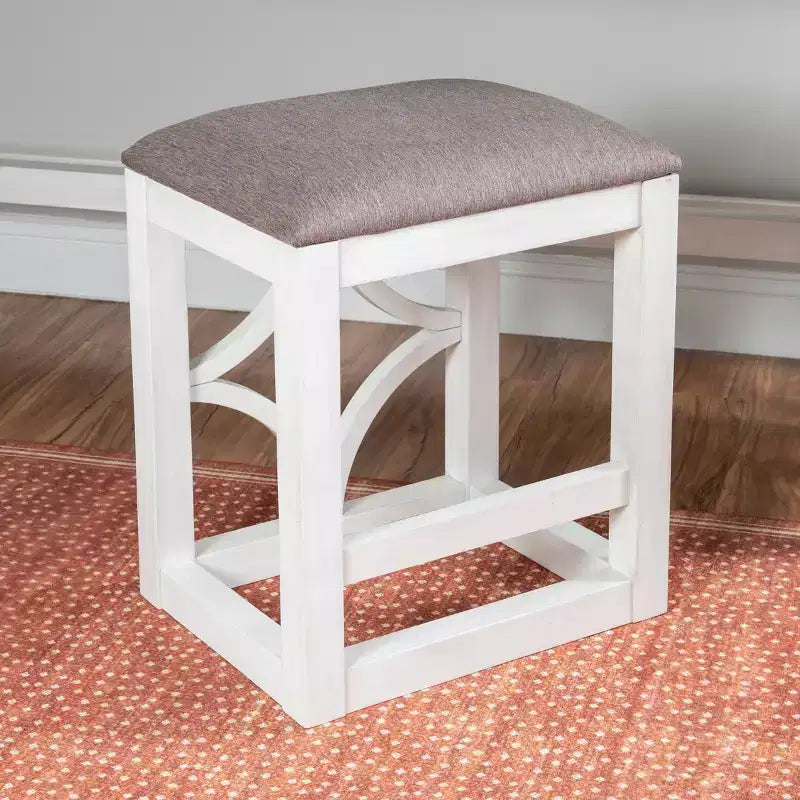Powell Adams Set da Pranzo Consolle Pieghevole in Legno Massello con 3 Sgabelli Imbottiti con Seduta Beige Bianco: Tavolo Rettangolare, Nido, Non Allungabile