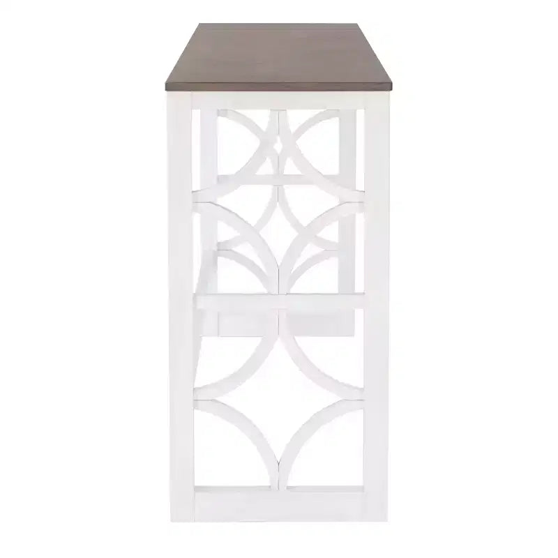 Powell Adams Set da Pranzo Consolle Pieghevole in Legno Massello con 3 Sgabelli Imbottiti con Seduta Beige Bianco: Tavolo Rettangolare, Nido, Non Allungabile