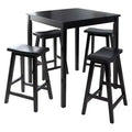 Buylateral 5pc Belfast Counter Height Square Dining Set with 4 Saddle Stools Black